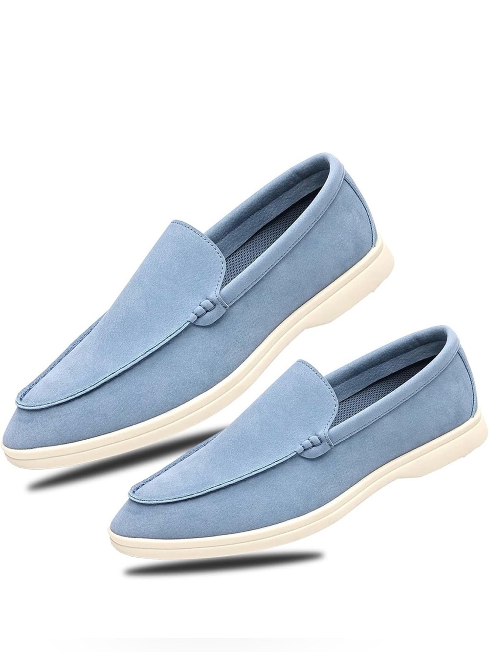 New! Men's Light Blue Slip-On Loafers — Casual Suede-Style Comfort (Size: 10.5)